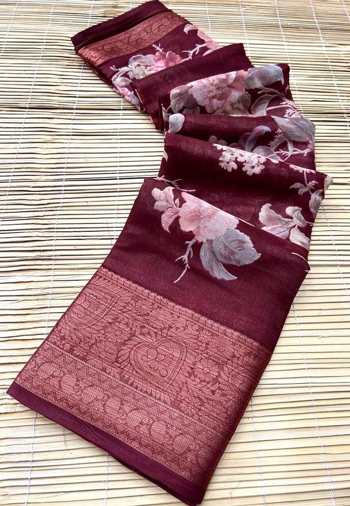 lt kashi creation  meera linen decent look saree catalog