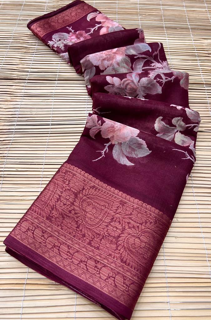 lt kashi creation  meera linen decent look saree catalog