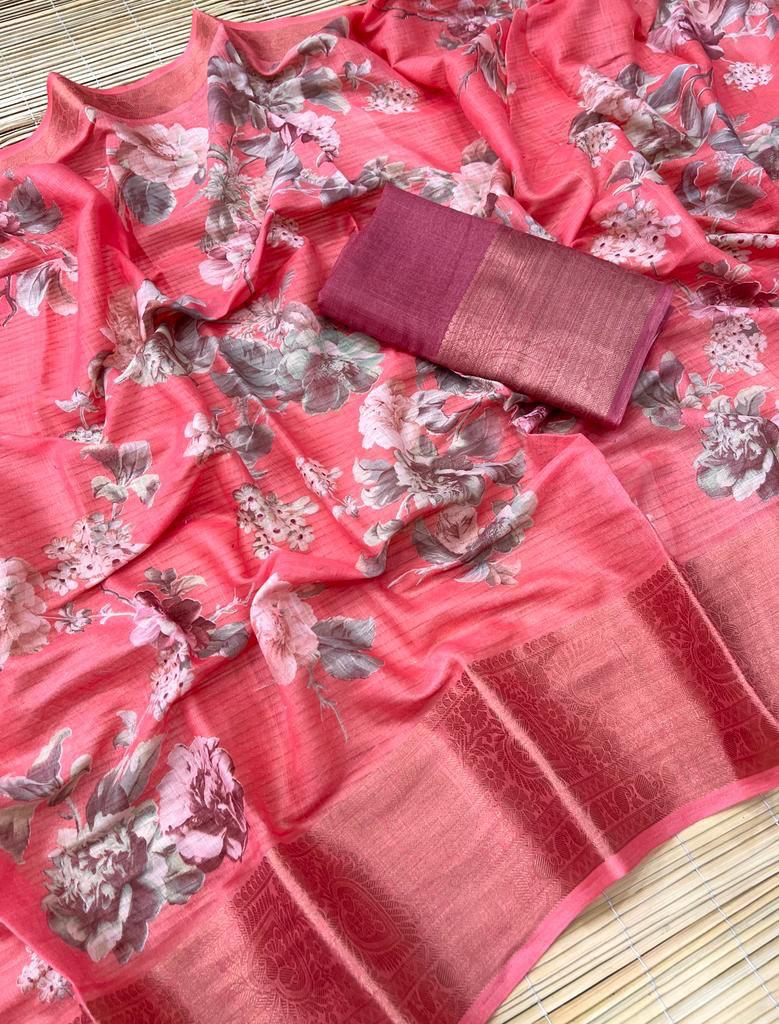 lt kashi creation  meera linen decent look saree catalog