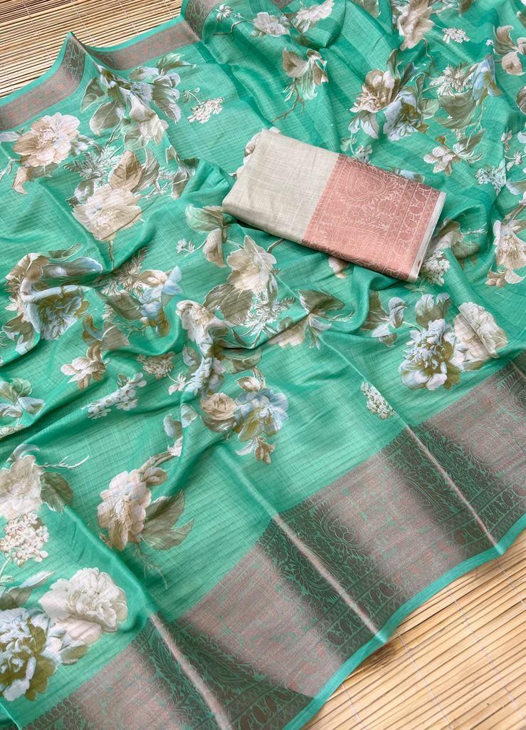 lt kashi creation  meera linen decent look saree catalog