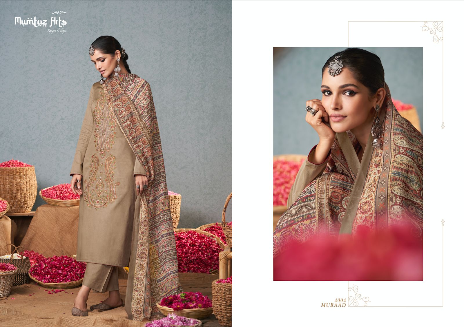 mumtaz art muraad satin decent embroidery look salwar suit catalog