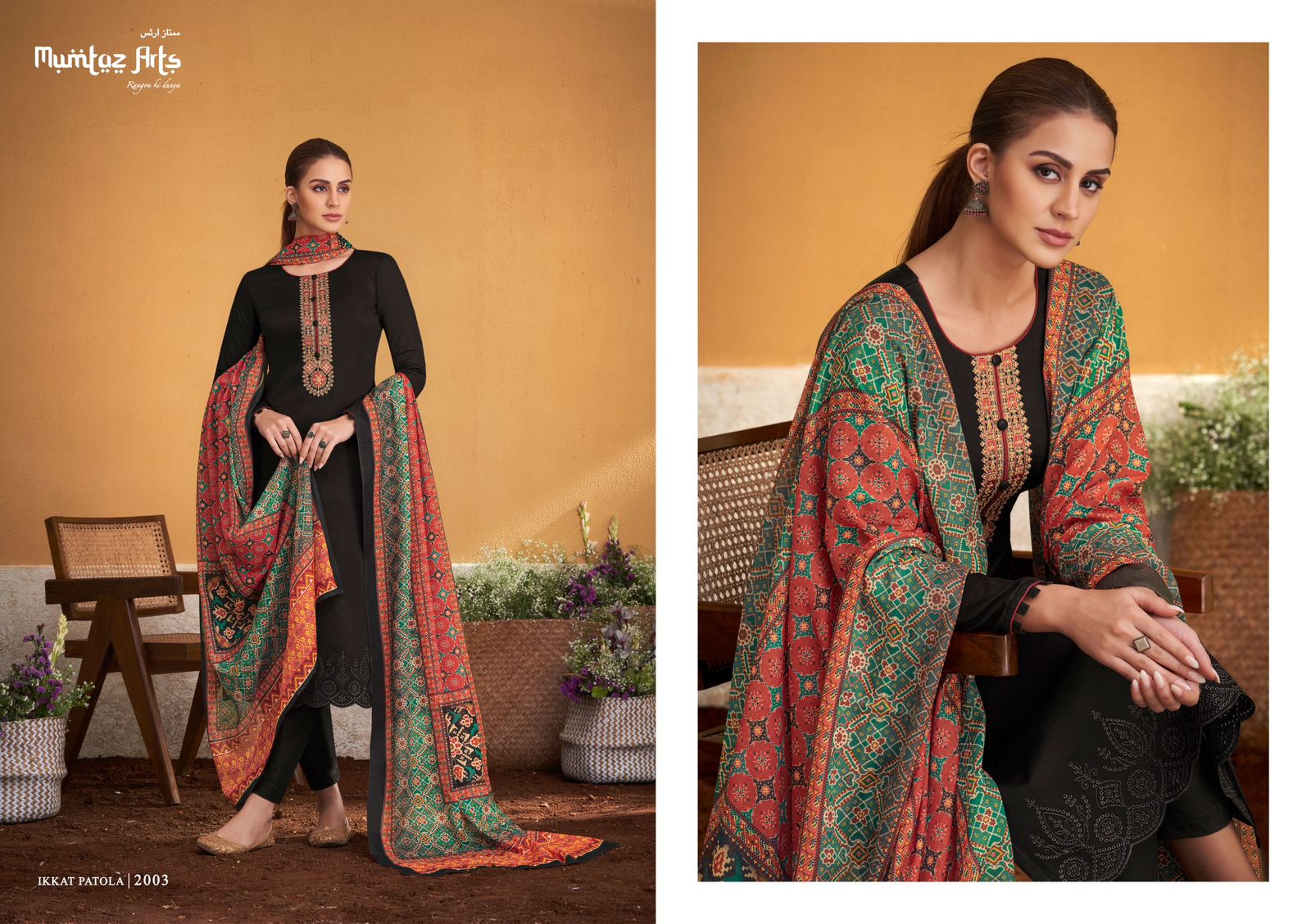 mumtaz art patola jam satin exclusive print salwar suit catalog