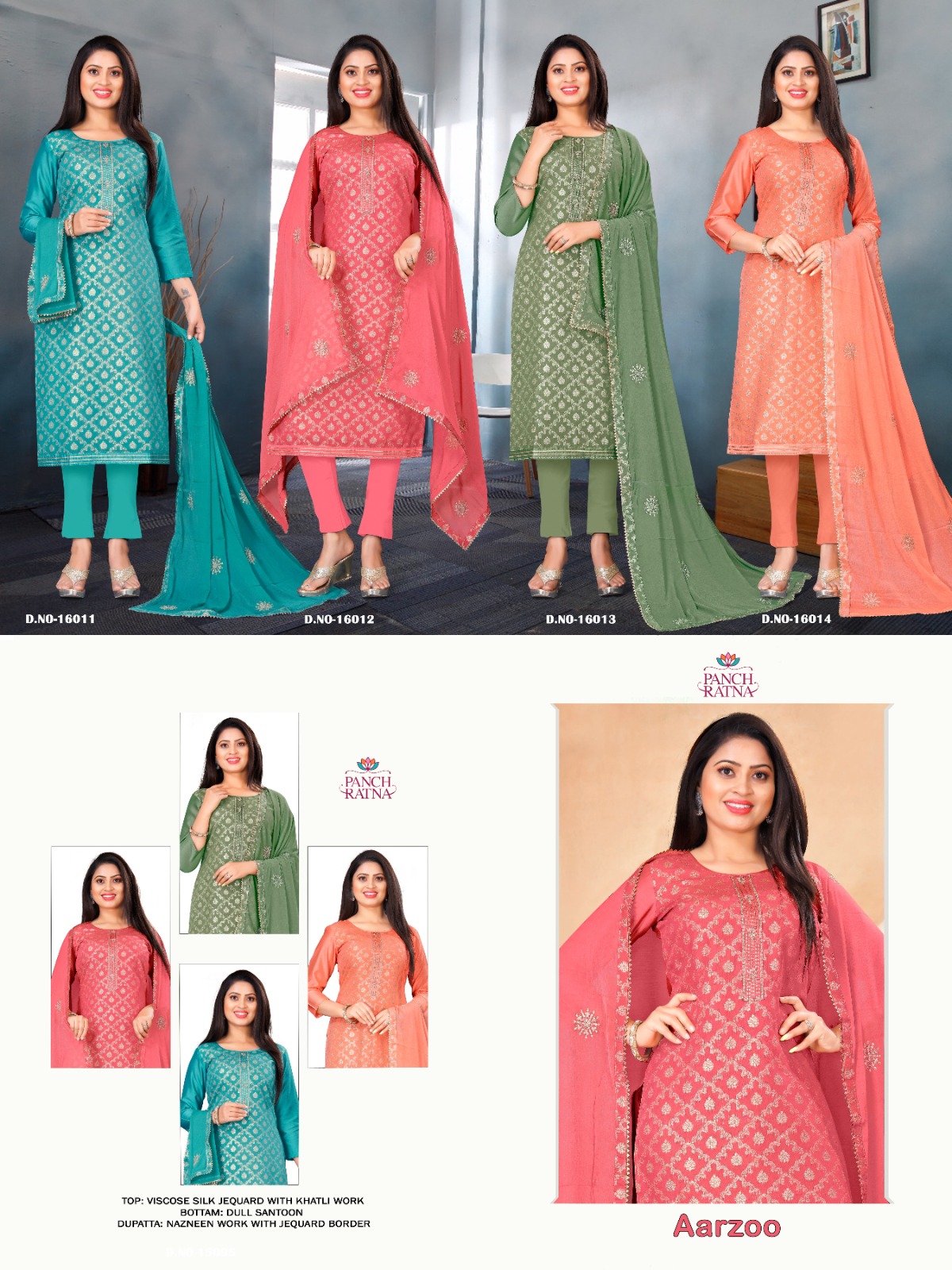 panch ratna aarzoo viscose Silk gorgeous look salwar suit catalog