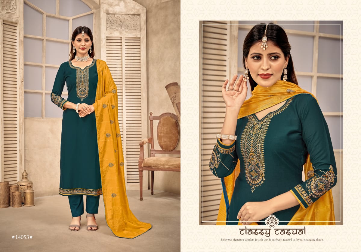 panch ratna vartika parampara silk gorgeous look salwar suit catalog