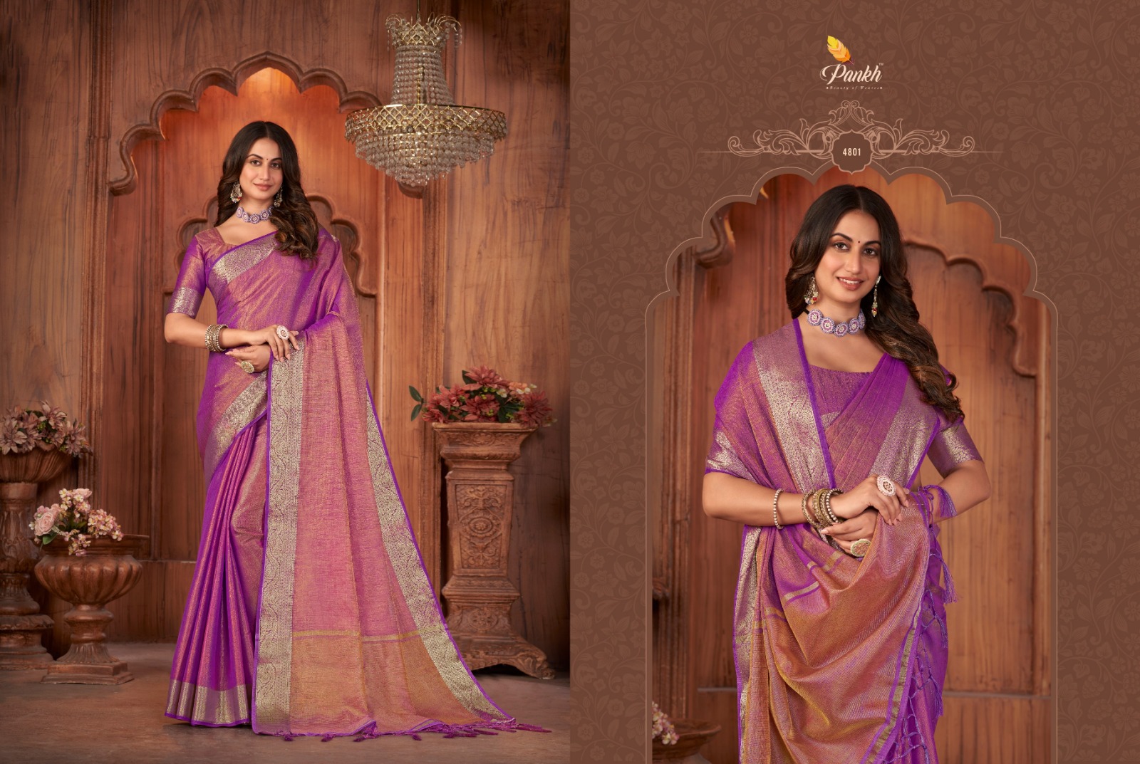 pink lotus pankh anuska vol 1 linen innovative look saree catalog