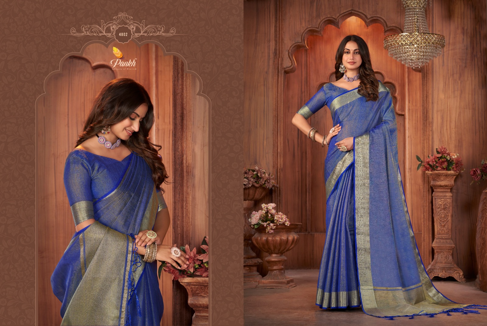 pink lotus pankh anuska vol 1 linen innovative look saree catalog