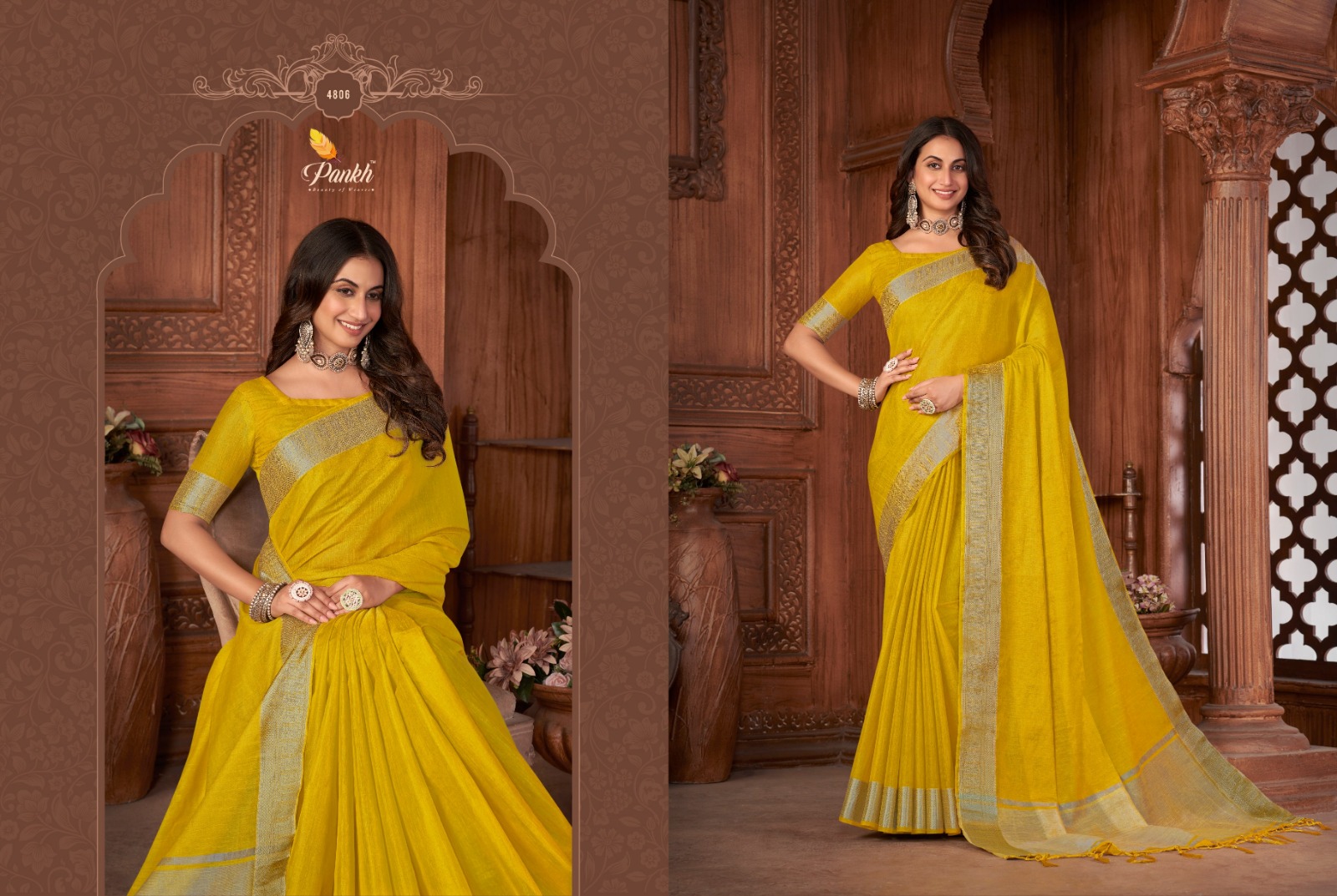 pink lotus pankh anuska vol 1 linen innovative look saree catalog