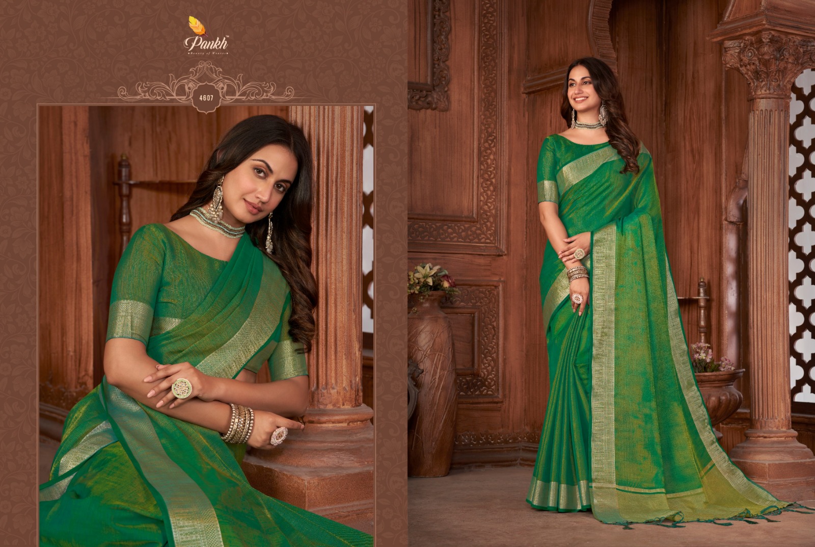 pink lotus pankh anuska vol 1 linen innovative look saree catalog