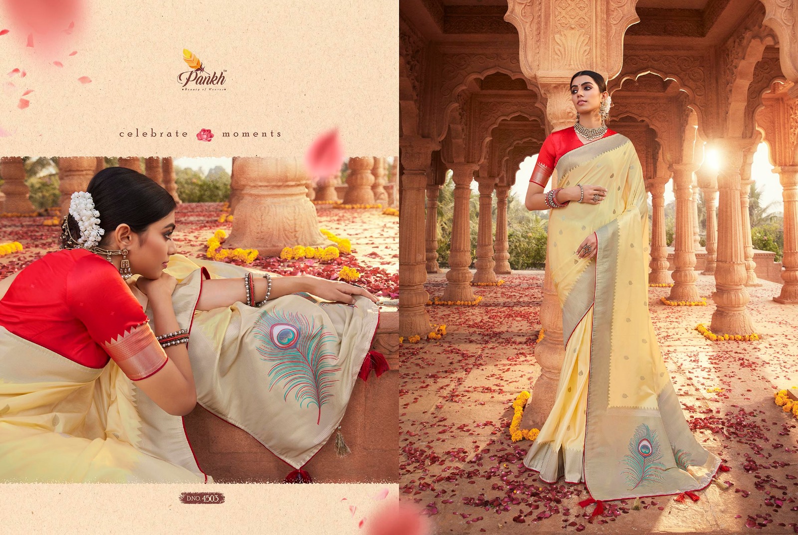 pink lotus pankh platinum silk satin innovative look saree catalog