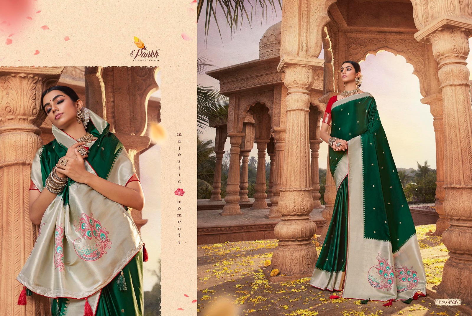 pink lotus pankh platinum silk satin innovative look saree catalog