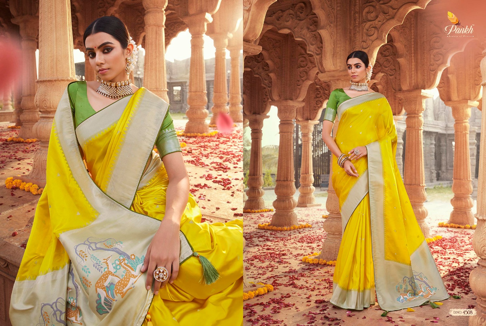 pink lotus pankh platinum silk satin innovative look saree catalog