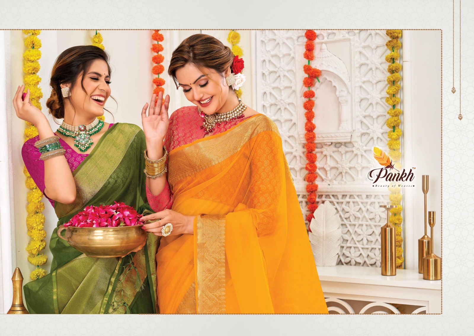 pink lotus pankh shayrana vol 1 organza decent look saree catalog