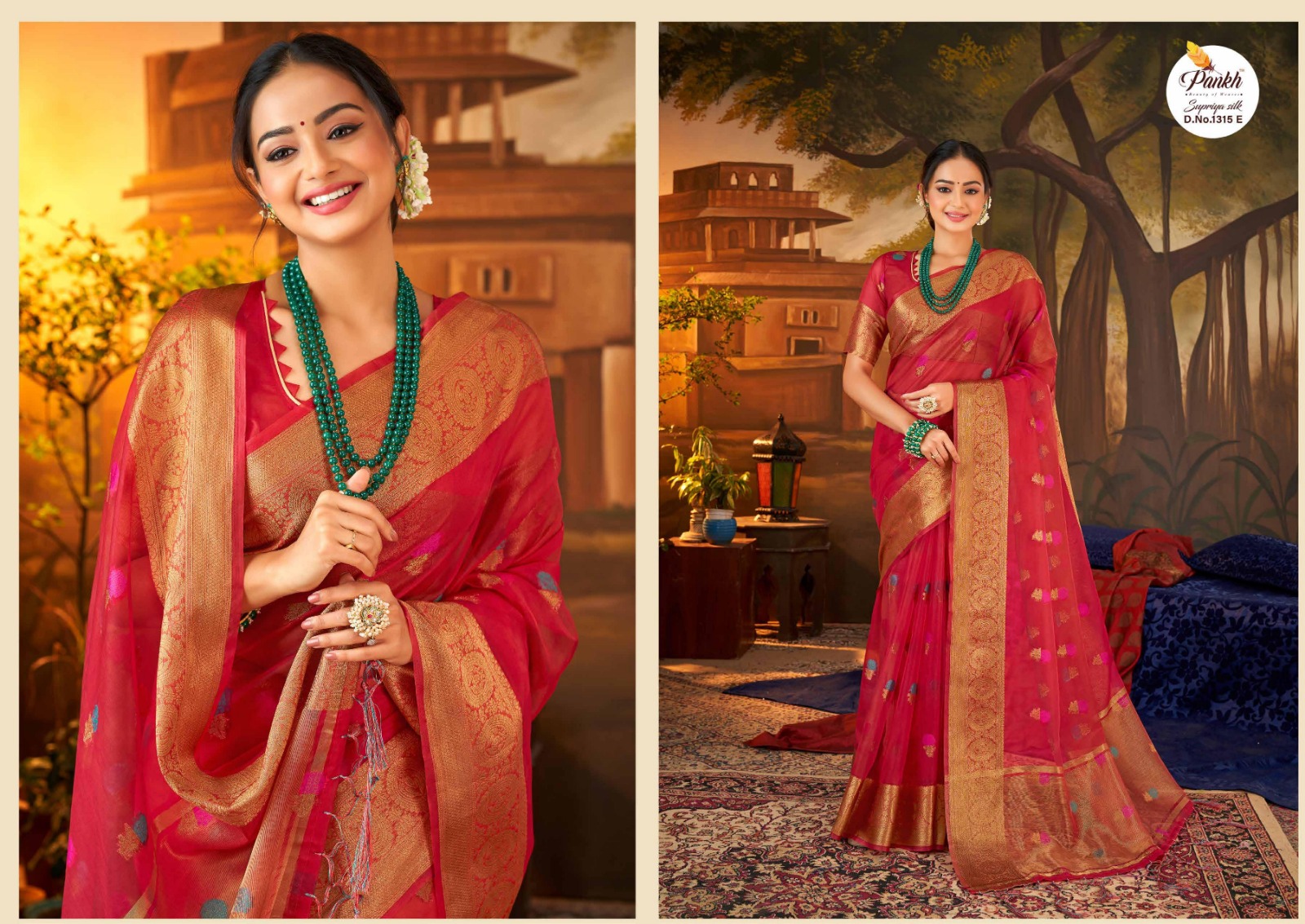 pink lotus pankh supriya silk organza elegant look saree catalog