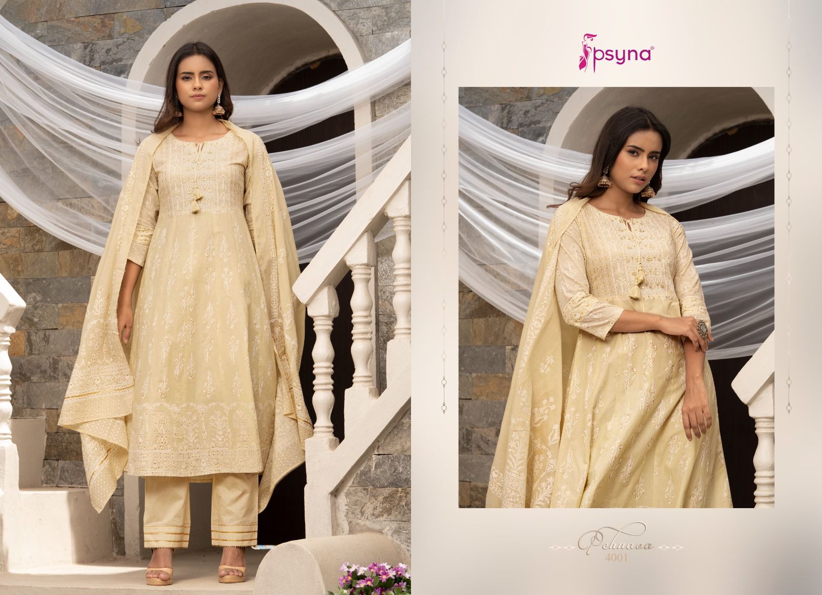 psyna  Pehnava  4 cotton innovative look top bottom with dupatta catalog