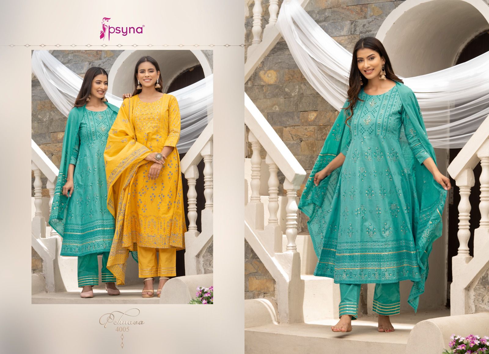 psyna  Pehnava  4 cotton innovative look top bottom with dupatta catalog