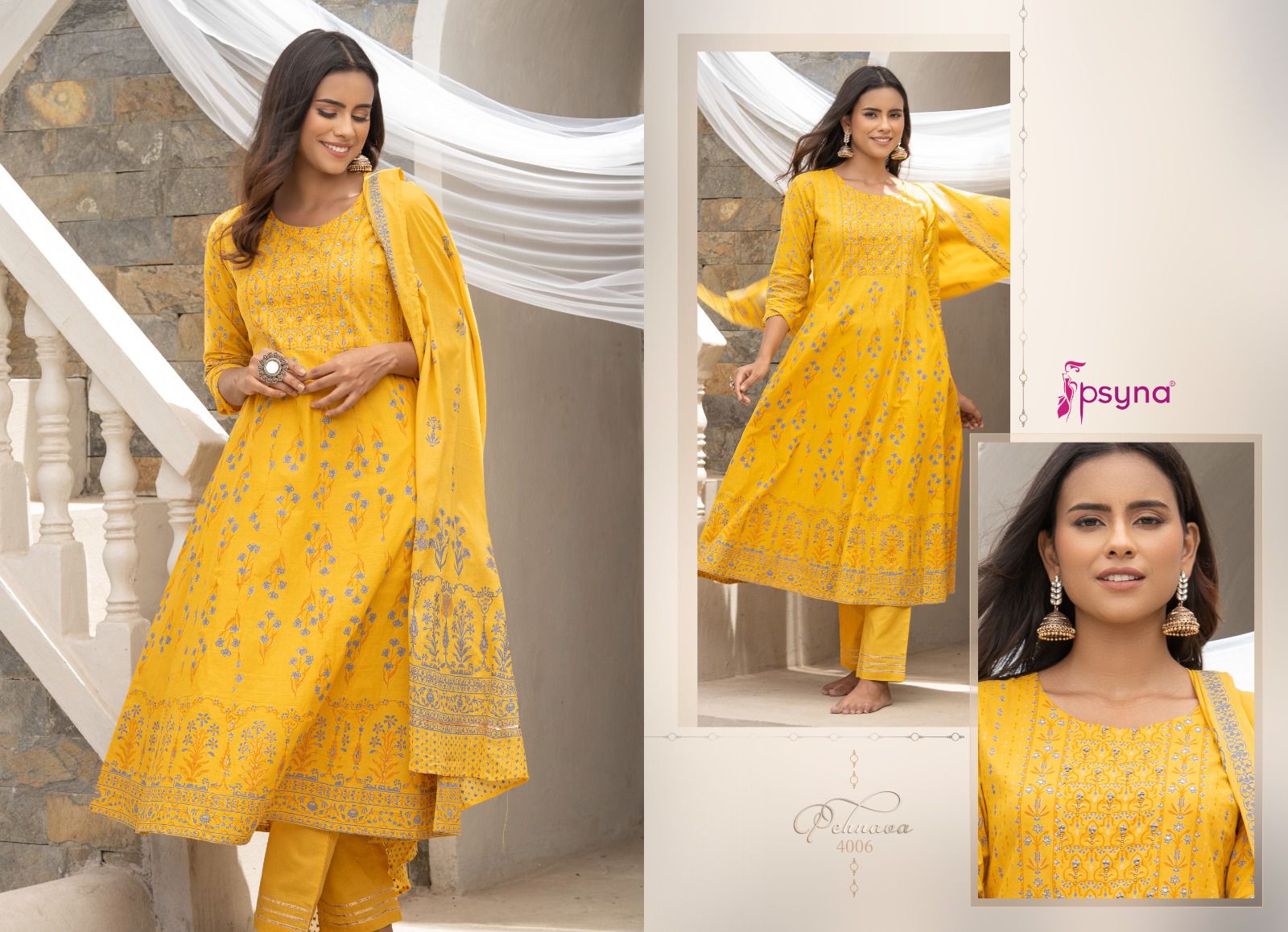 psyna  Pehnava  4 cotton innovative look top bottom with dupatta catalog