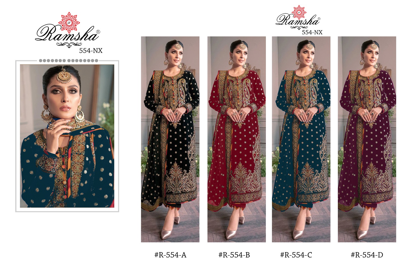 ramsh ramsha r 554 NX georgette catchy look salwar suit catalog