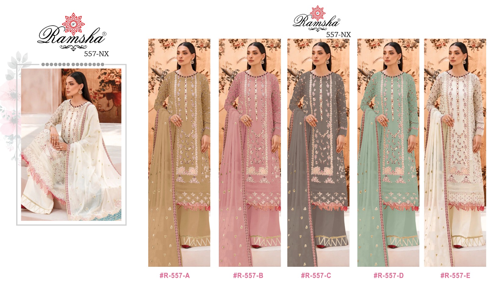 ramsha r-557 nx georgette catchy look salwar suit catalog