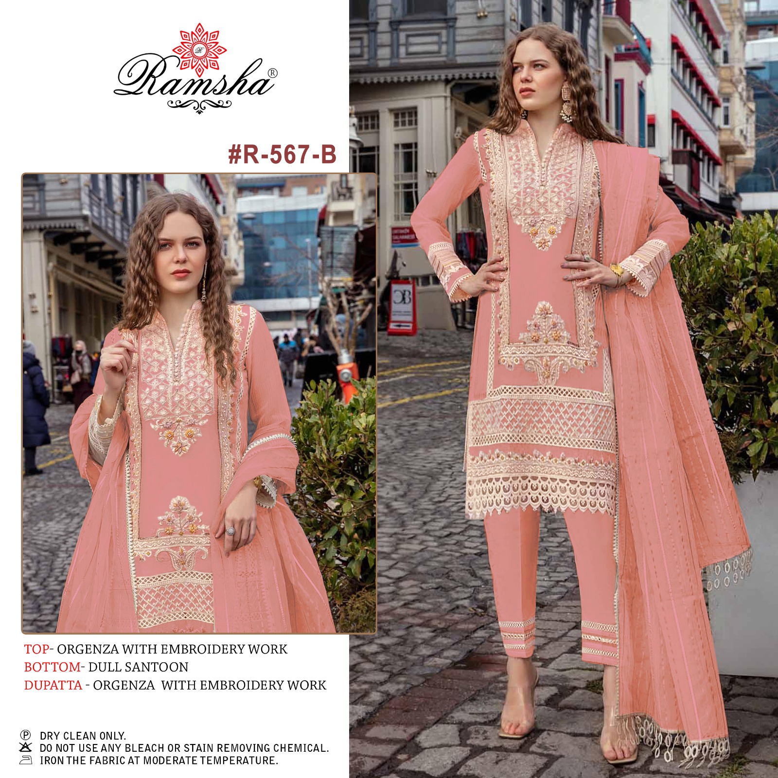 Ramsha Ramsha r-567 B Salwar Kameez Organza Singles