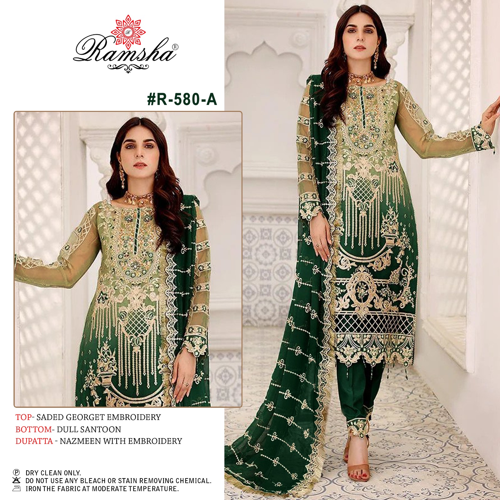 ramsha ramsha r-580 nx georgette decent look salwar suit catalog