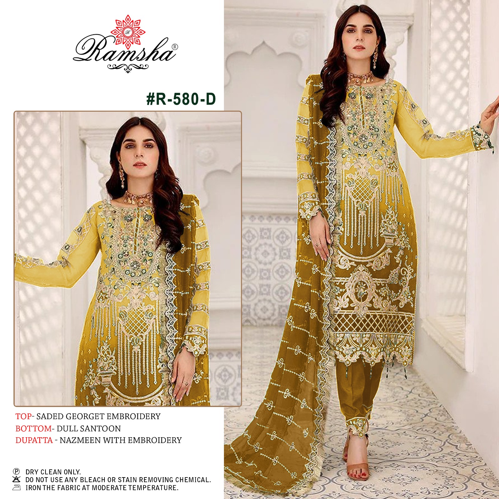 ramsha ramsha r-580 nx georgette decent look salwar suit catalog