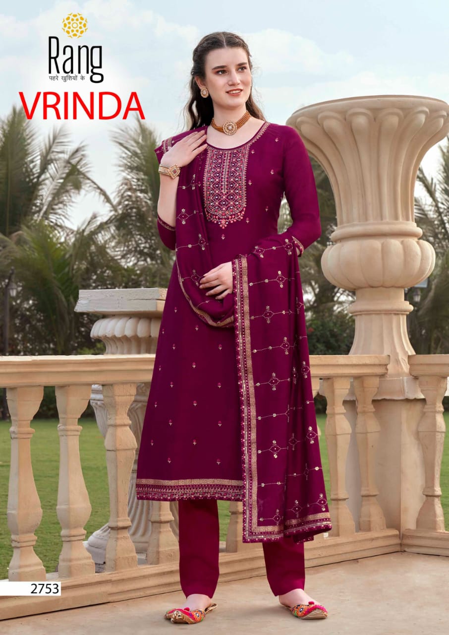 rang vrinda vichitra silk catchy look salwar suit catalog