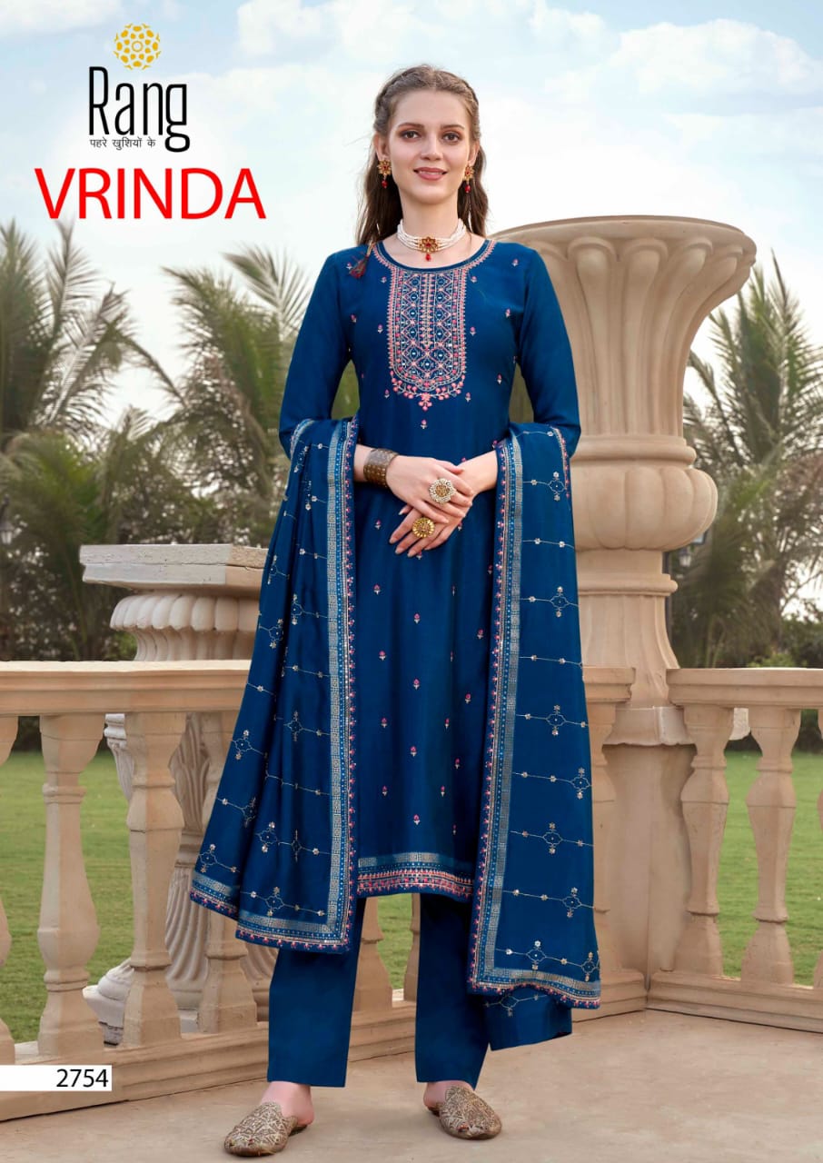 rang vrinda vichitra silk catchy look salwar suit catalog