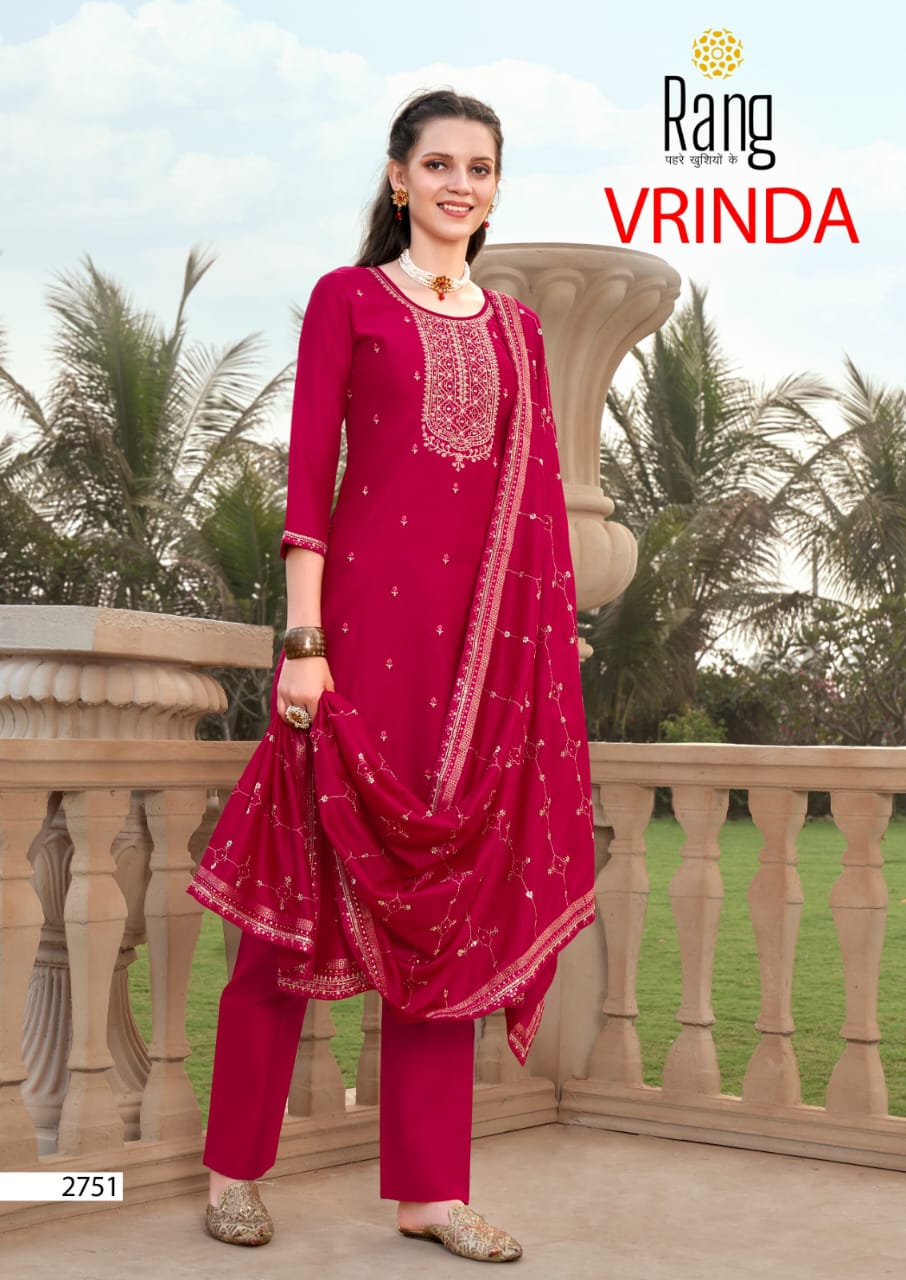 rang vrinda vichitra silk catchy look salwar suit catalog