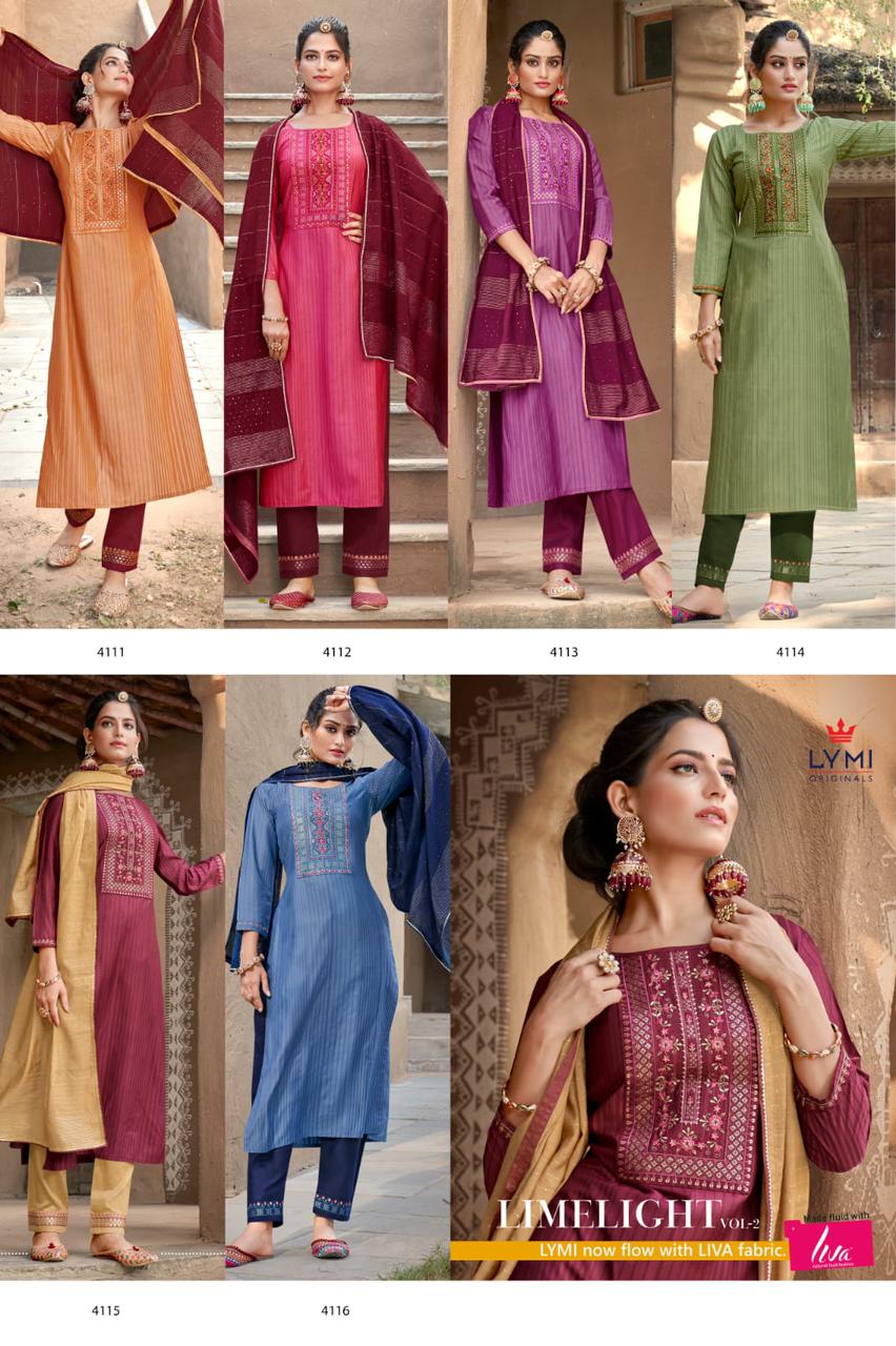 rangoon  limelight vol 2 lining silk innovative look top bottom with dupatta catalog