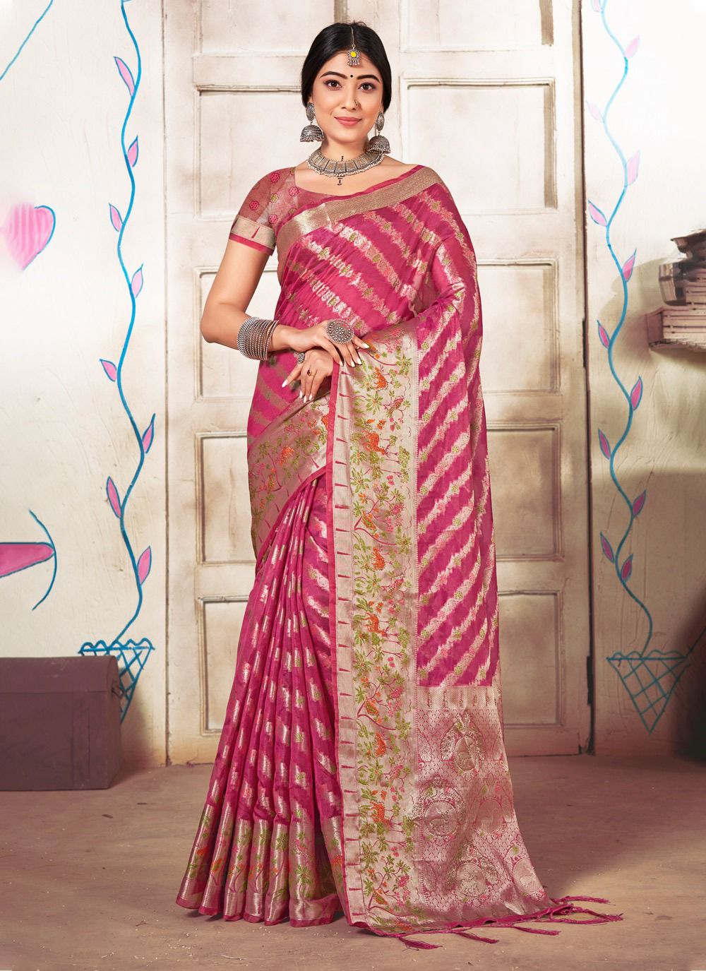 sangam print anjani organza gorgeous look saree catalog