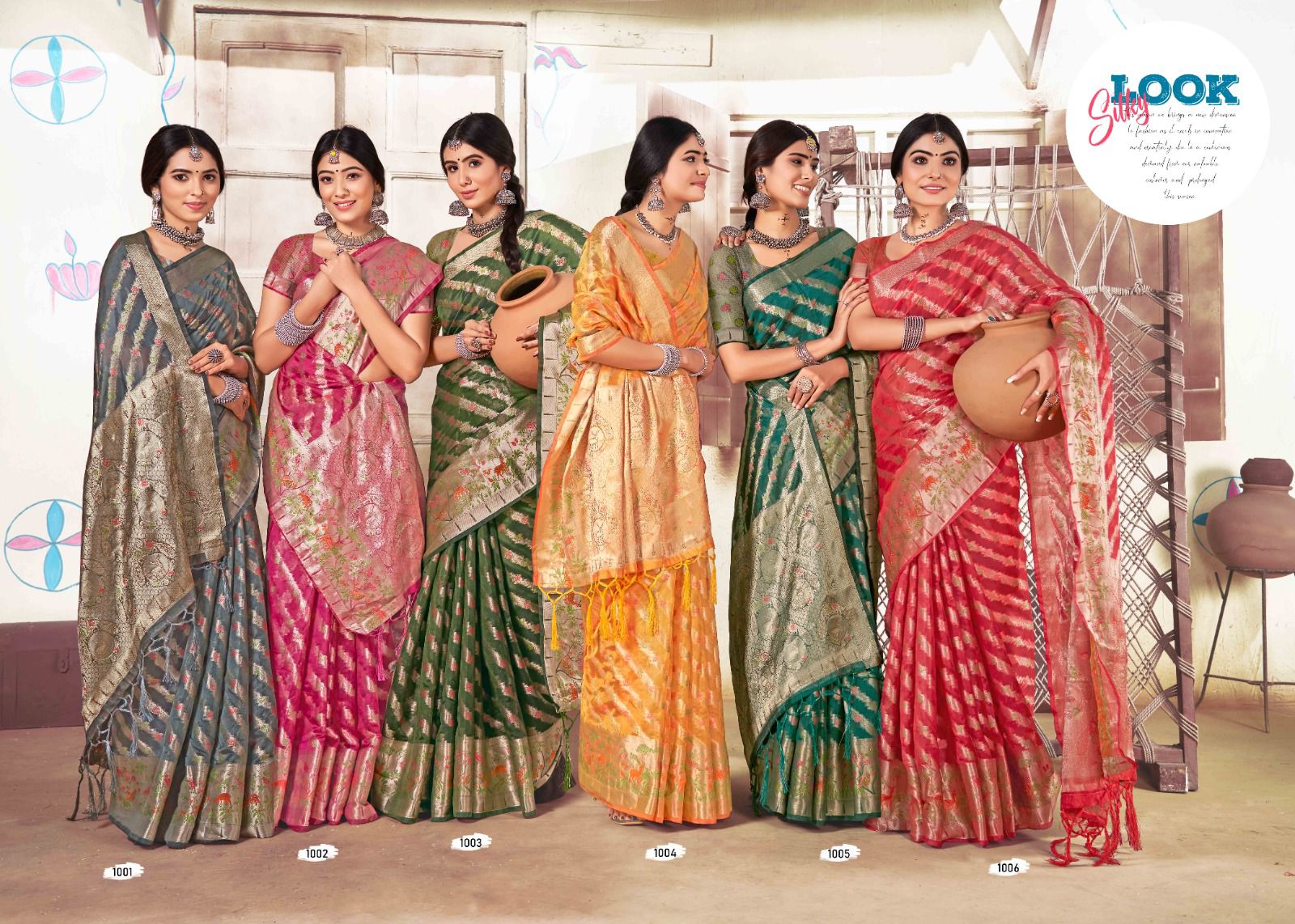 sangam print anjani organza gorgeous look saree catalog