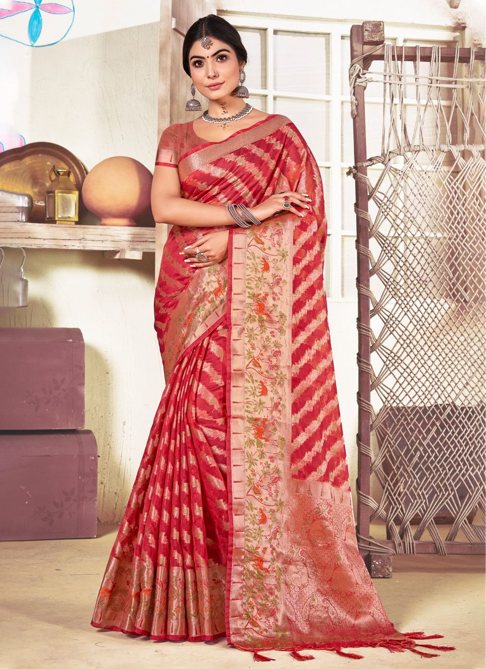 sangam print anjani organza gorgeous look saree catalog