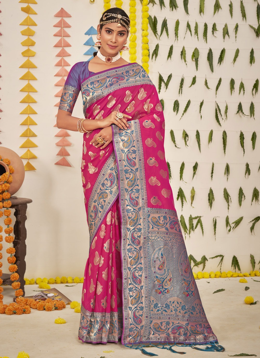 sangam print gunjeshwari silk silk elegant look saree catalog