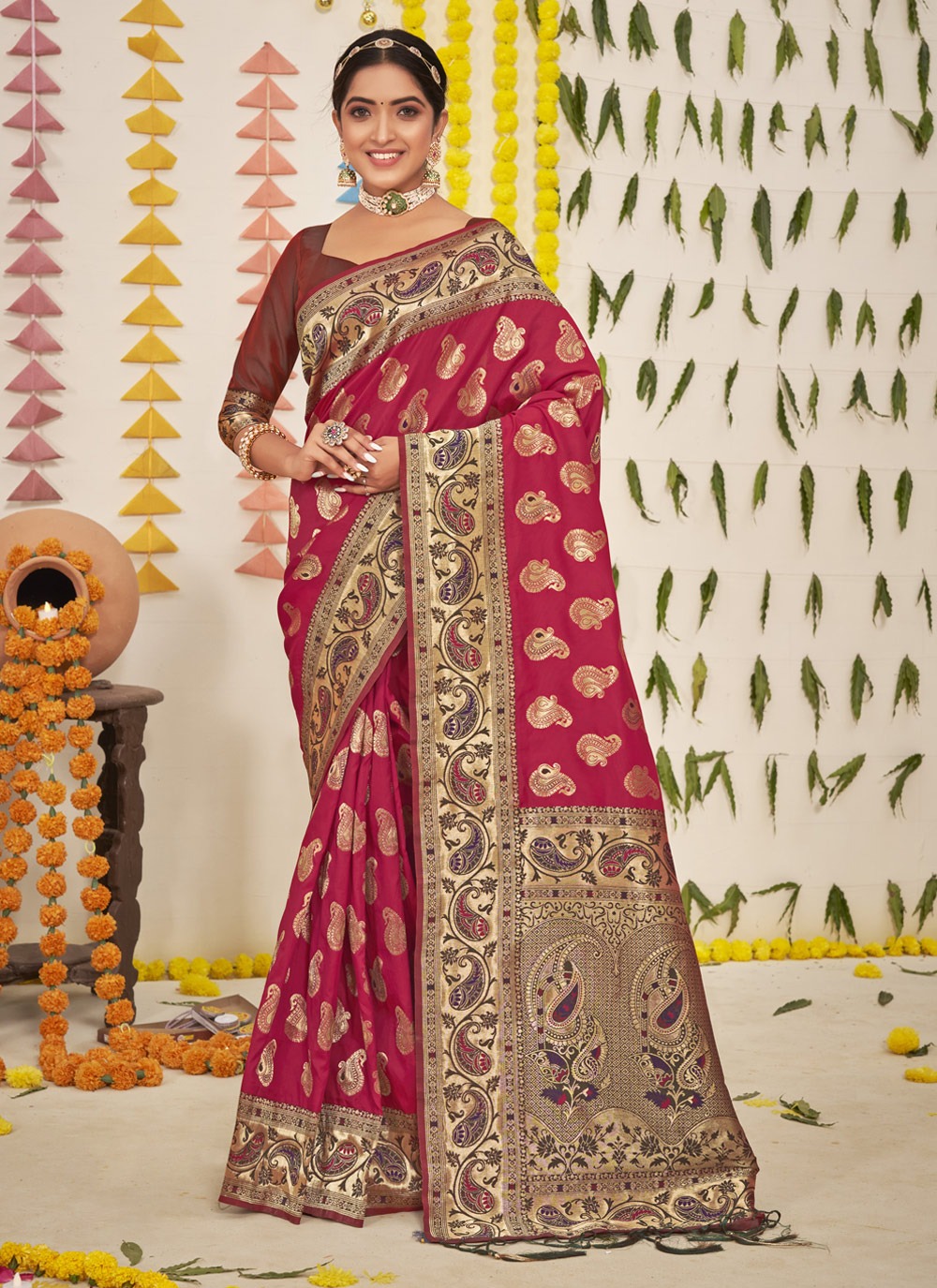 sangam print gunjeshwari silk silk elegant look saree catalog