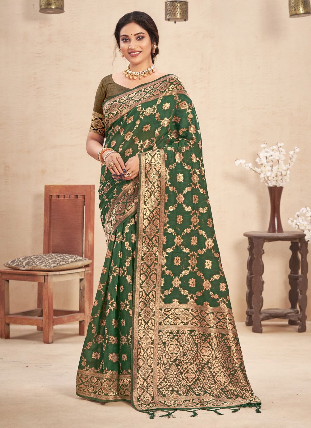 sangam print kalash cotton elegant look saree catalog