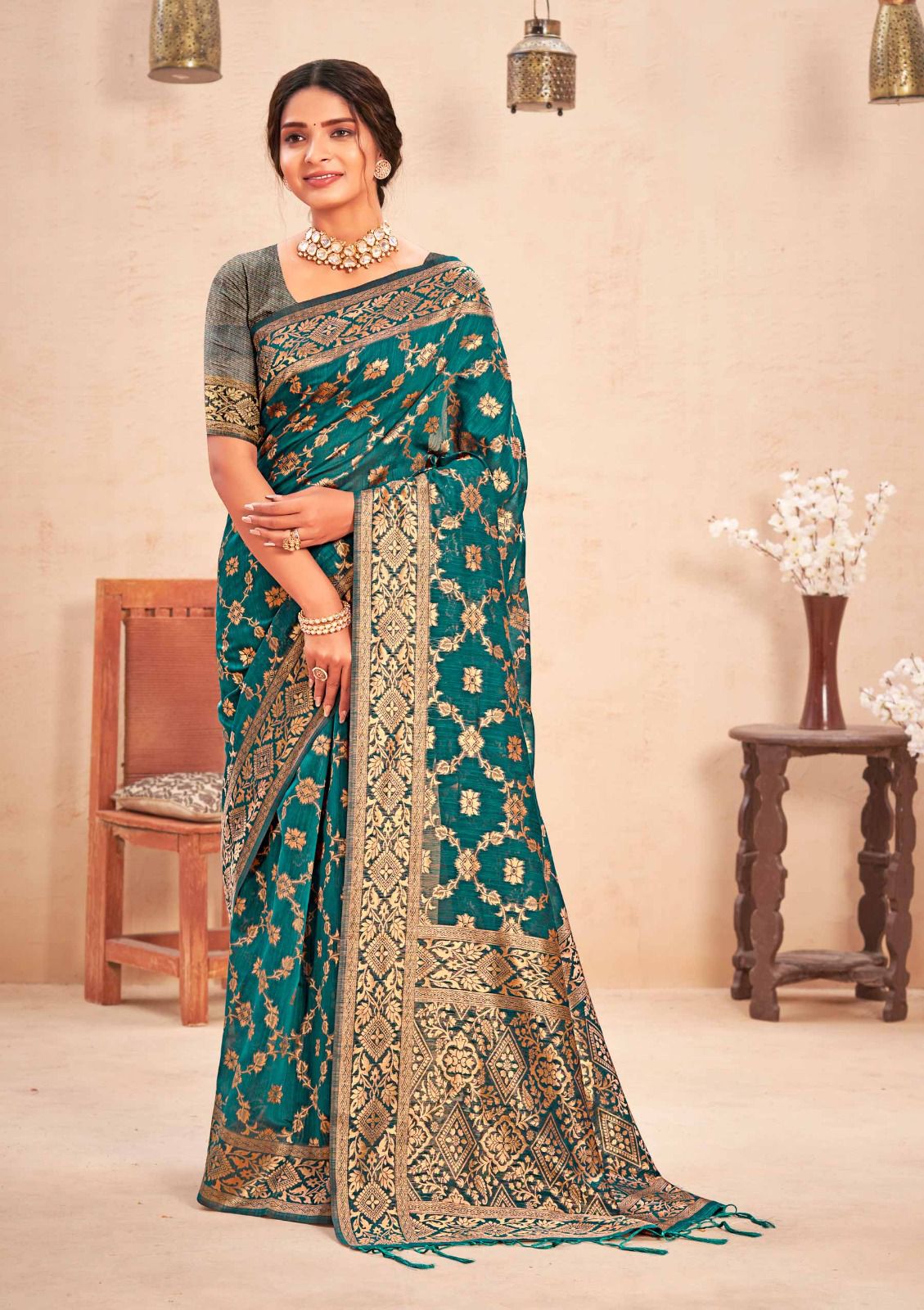 sangam print kalash cotton elegant look saree catalog