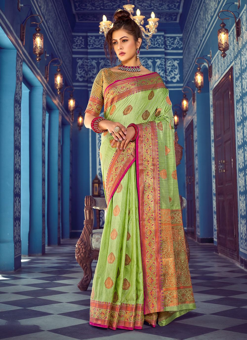 sangam print kanchi silk  silk festive look saree catalog