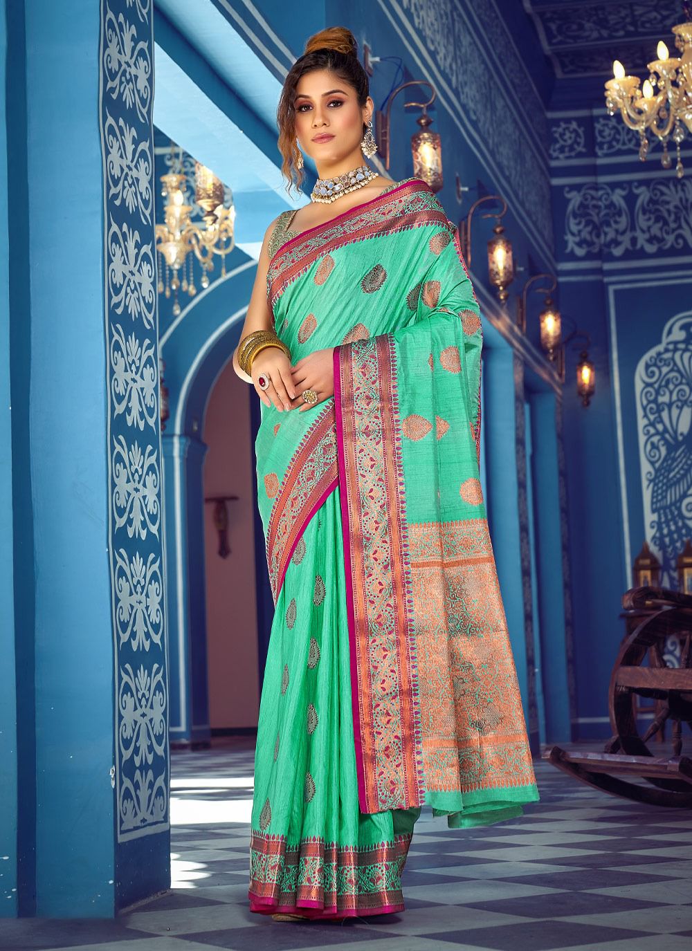 sangam print kanchi silk  silk festive look saree catalog