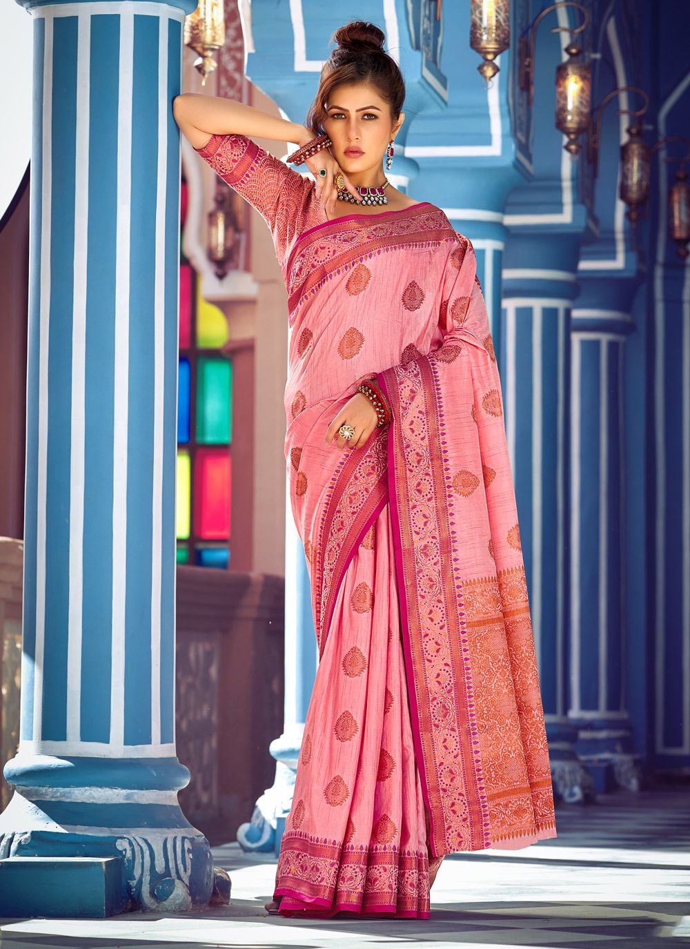 sangam print kanchi silk  silk festive look saree catalog