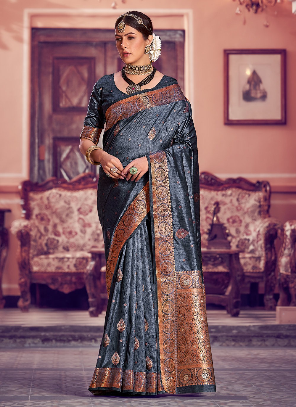 sangam print kavyanjali silk festive look saree catalog