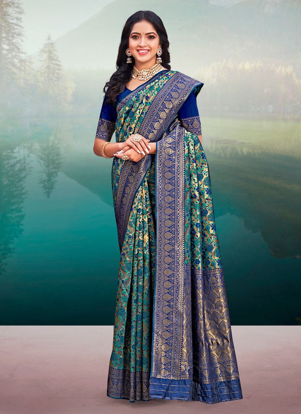 sangam print msonpari silk Banarasi Silk elegant look saree catalog