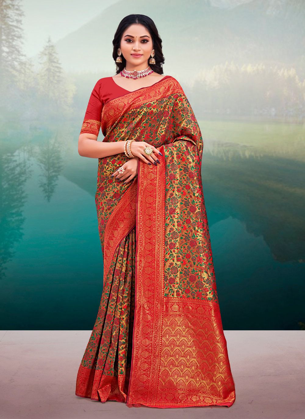 sangam print msonpari silk Banarasi Silk elegant look saree catalog