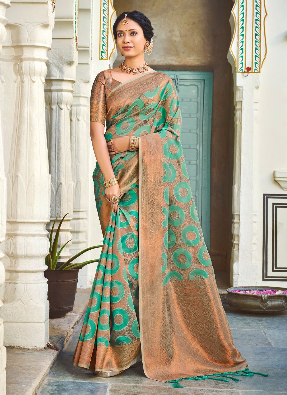 sangam print namrata organza innvative look saree catalog