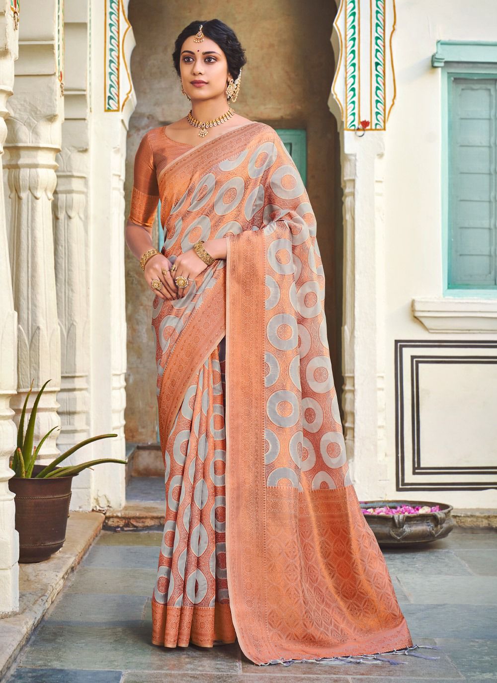 sangam print namrata organza innvative look saree catalog