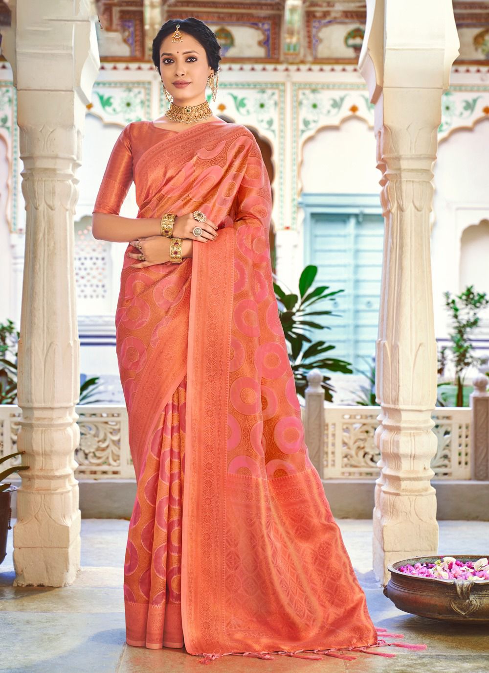 sangam print namrata organza innvative look saree catalog