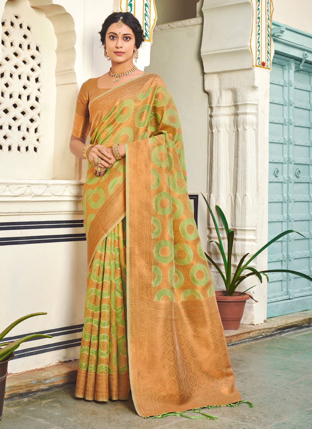 sangam print namrata organza innvative look saree catalog