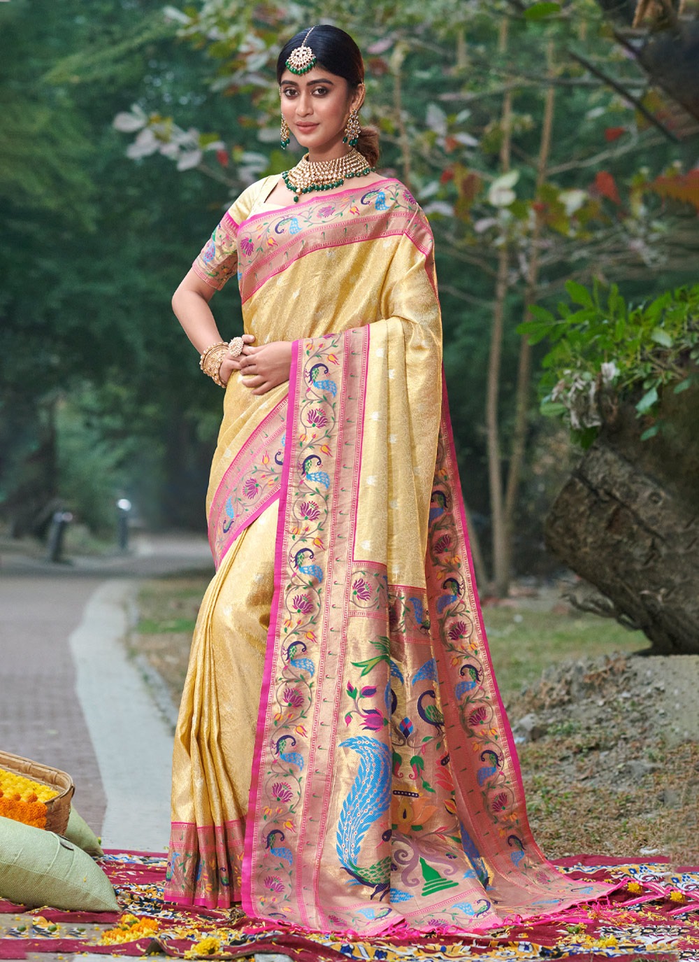 sangam print nidhi silk gorgeous look saree catalog