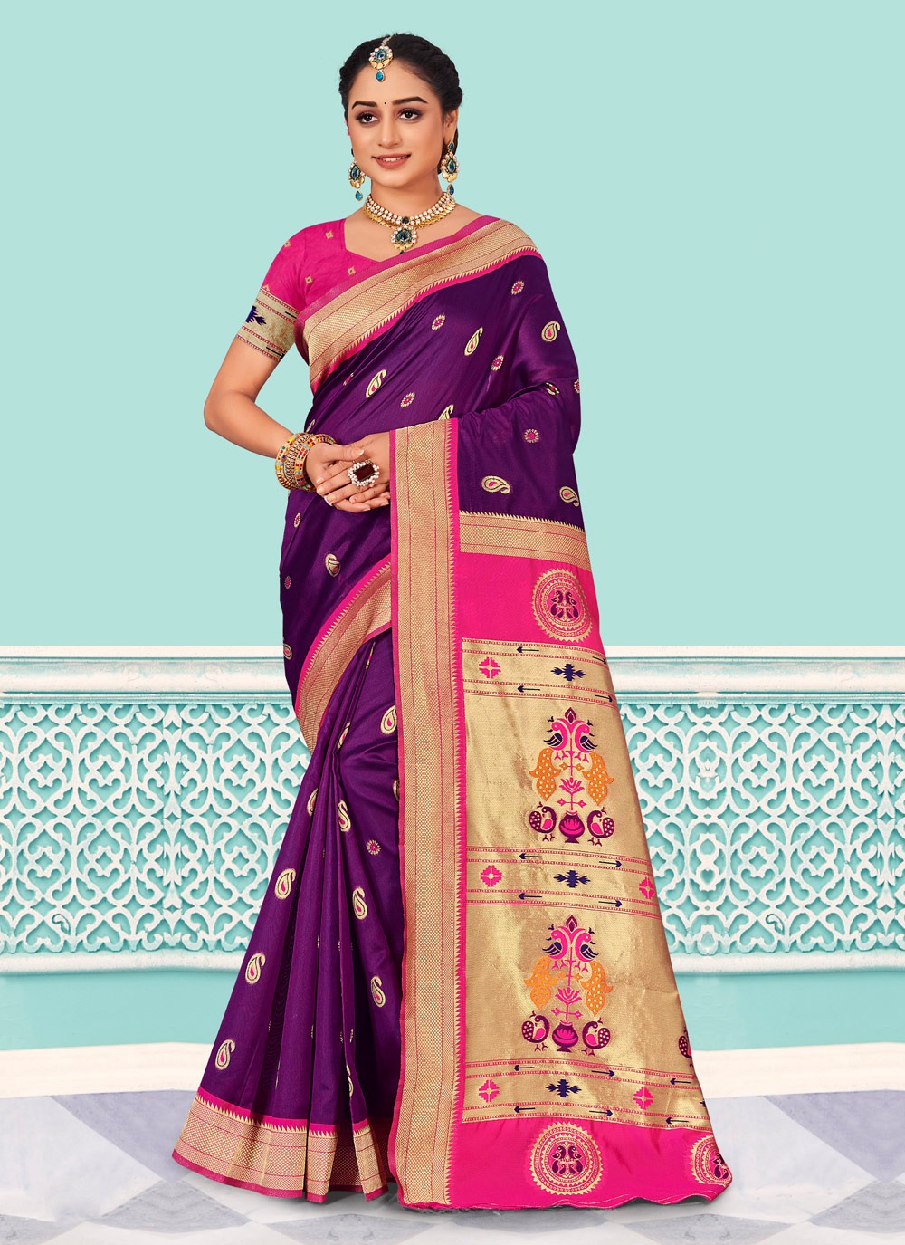 sangam print pihu silk paithani silk festive look saree catalog