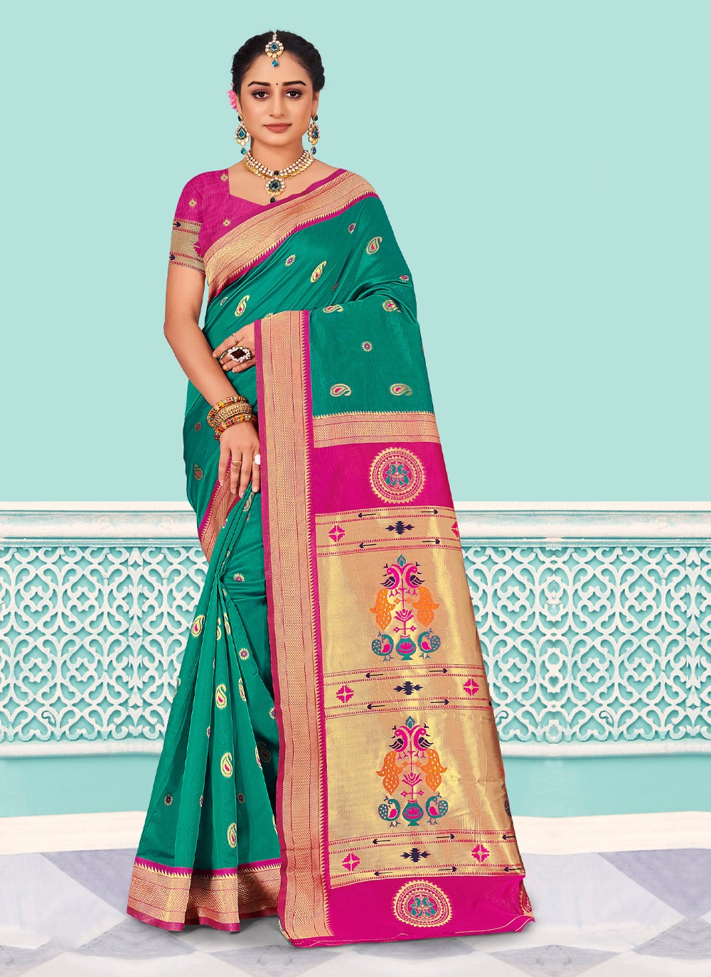 sangam print pihu silk paithani silk festive look saree catalog