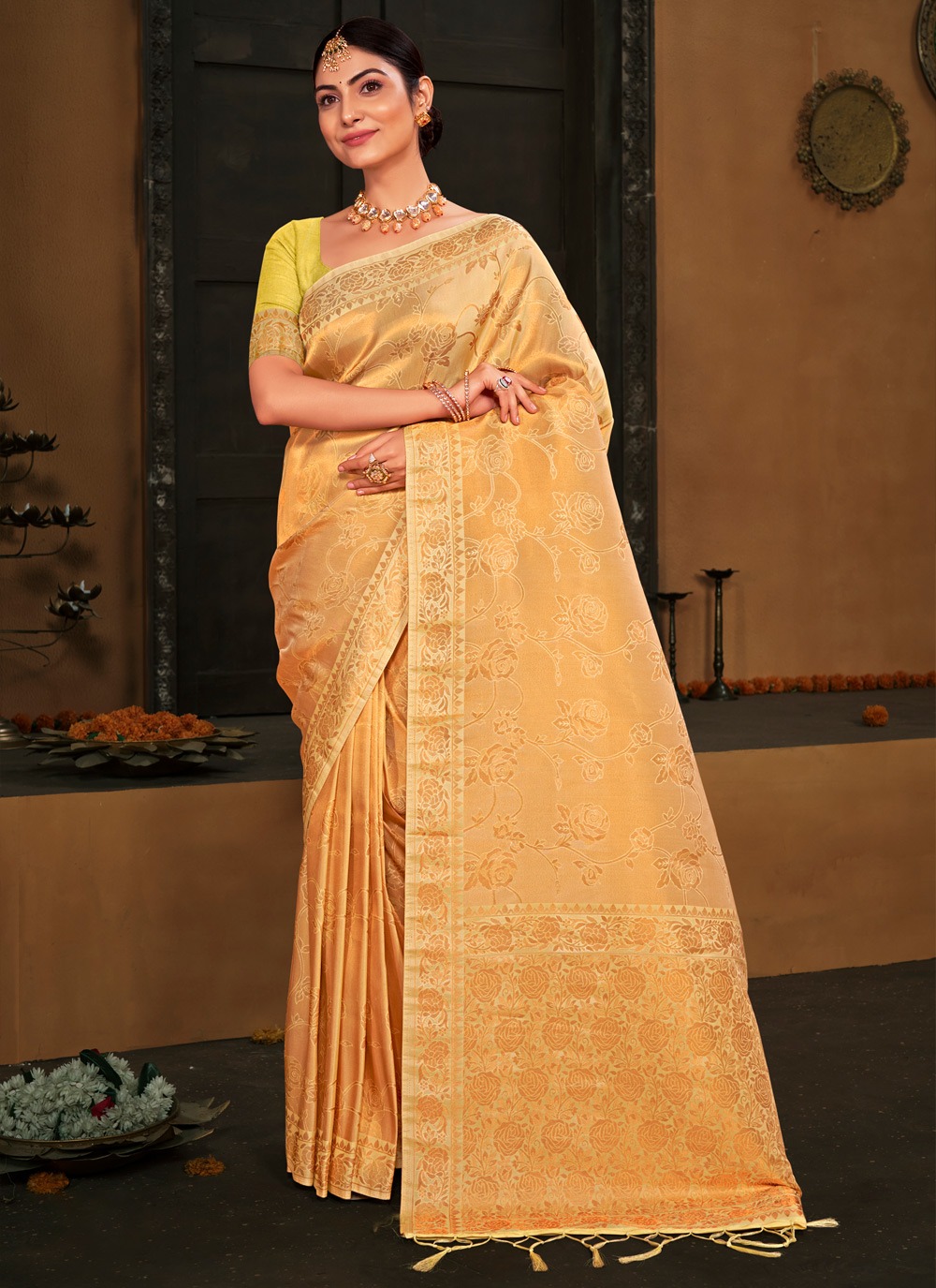 sangam print roman cotton Kanjeevaram Silk elegant look saree catalog